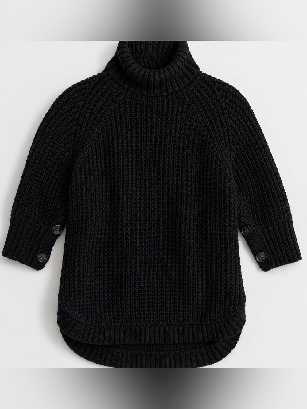 J Crew black cotton knit turtleneck poncho, NWOT, M/L